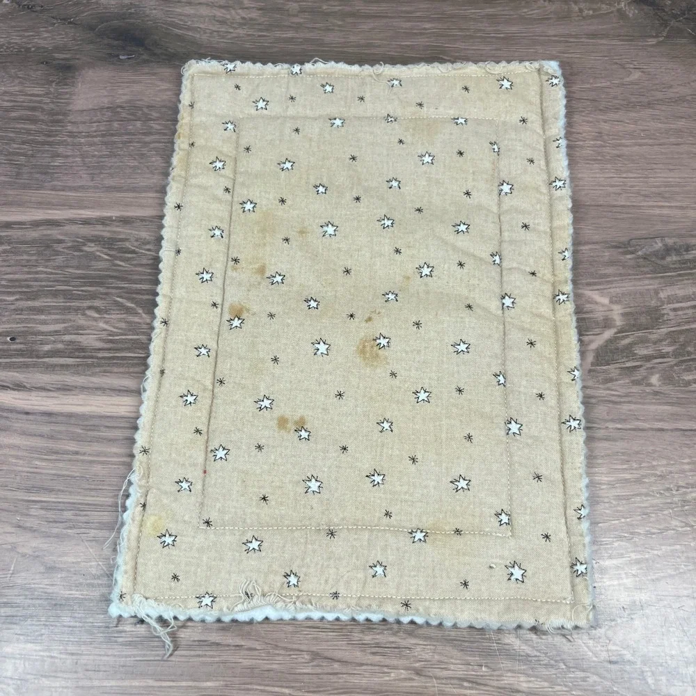 Handmade Trivet Potholder Set of 2Navy Snowman Folk Art Quilted Winter Holiday